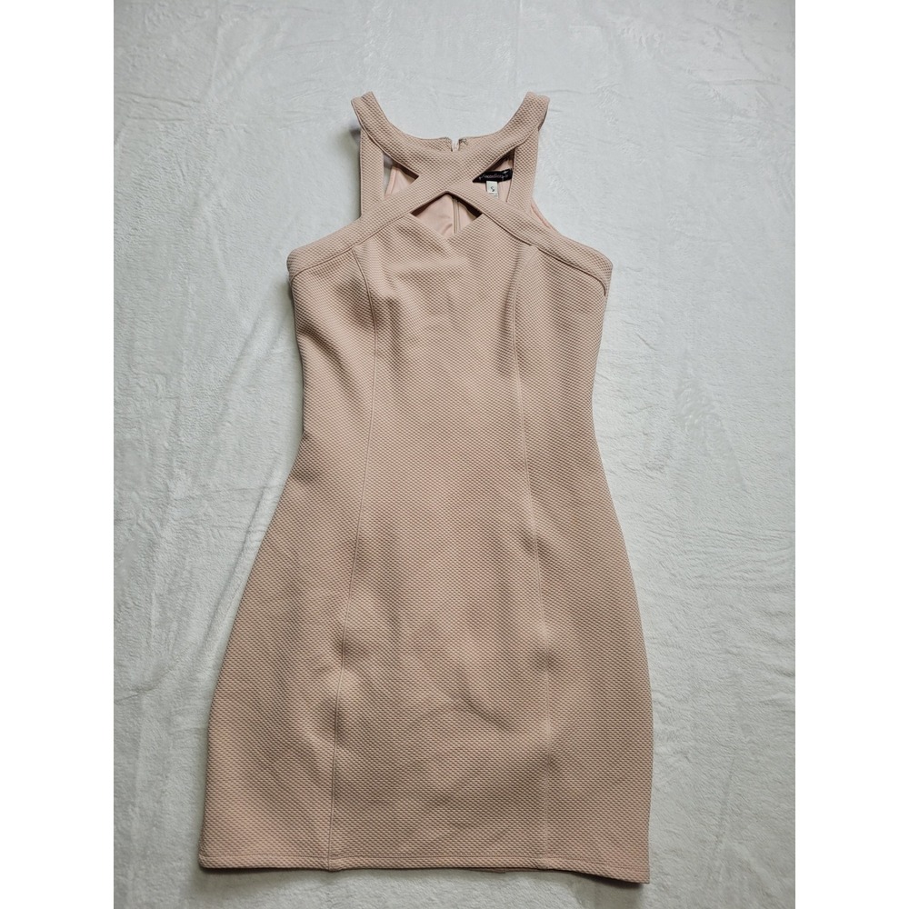 NWT Xtraordinary Bodycon Dress Women Small Pale Pink Crisscross Halter